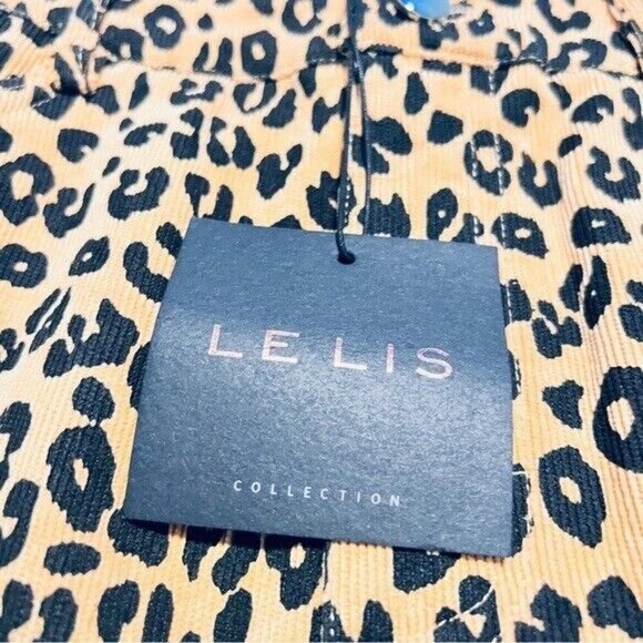 Le Lis Leopard Print Corduroy Mini Skirt Size Small Tan Statement Classic NEW - Picture 14 of 15